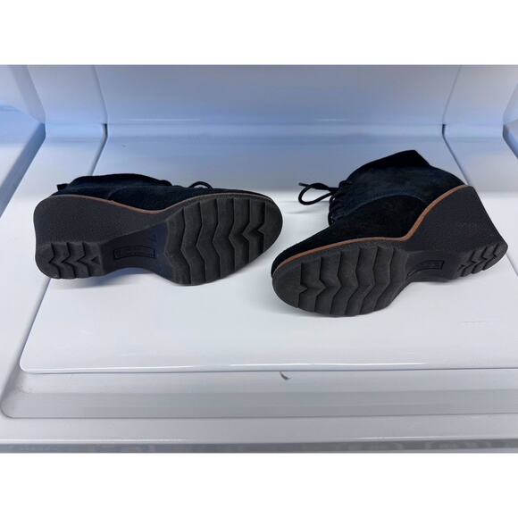 Black Suede, Lambert,Wedge, Ankle Bootie,Witchy, Goth, Whimsical,Size 7.5, - Picture 3 of 7